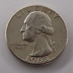 Error 1963 Silver Washington Quarter Dollar Double Die Reverse AU/BU