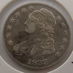 Beautiful 1833 Capped Bust Silver Half Dollar XF/AU