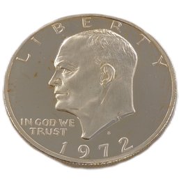 Beautiful 1972-S Proof Eisenhower Silver Dollar Mirror-Like Deep Cameo, GEM BU