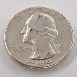 RARE 1964 Washington Silver Quarter Dollar, EXTRA ARROW