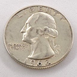 RARE ERROR, BU 1963 Washington Silver Quarter Dollar FS-25-1963-901A (Distance Between Arrow Point & Leaf)