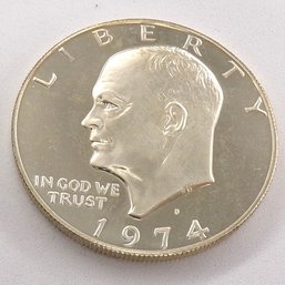 Beautiful 1974-S Proof Eisenhower Silver  Dollar (No Box) Mirror-Like Deep Cameo, GEM BU