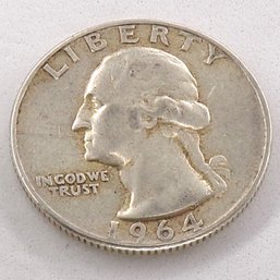 1964 Silver Washington Quarter Dollar