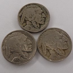 (3) Buffalo Nickels 1923, 1927, 1937