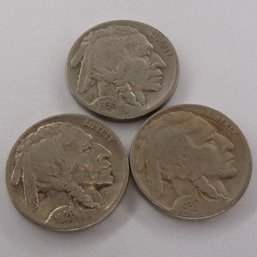 (3) Buffalo Nickels 1926, 1930, 1936