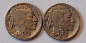 (2) Buffalo Nickels 1916 (VG) & 1920 (Fine)