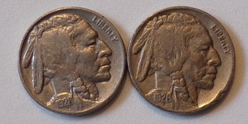 (2) Buffalo Nickels 1926 (VF) & 1928 (VF)