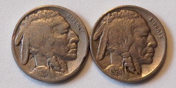 (2) Buffalo Nickels 1920 & 1924 (Fine)