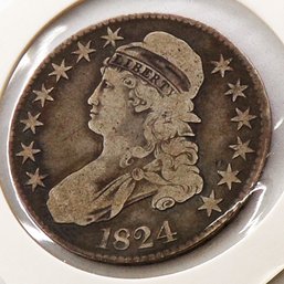 Beautiful 1824 Capped Bust Silver Half Dollar