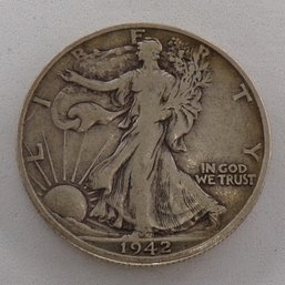 1942-D Walking Liberty Silver Half Dollar (XF/AU)