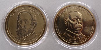 (2 Gem BU Presidential $1), 2012-D Cleveland & Harrison In OGP Plastic Coin Capsule Holders