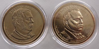 (2 Gem BU Presidential $1), 2012-D Cleveland & Arthur In OGP Plastic Coin Capsule Holders