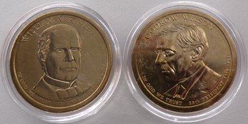 (2 Gem BU Presidential $1), 2013-D McKinley & Wilson In OGP Plastic Coin Capsule Holders