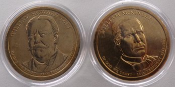 (2 Gem BU Presidential $1), 2013-D McKinley & Taft In OGP Plastic Coin Capsule Holders