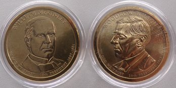 (2 Gem BU Presidential $1), 2013-P McKinley & Wilson In OGP Plastic Coin Capsule Holders