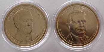 (2 Gem BU Presidential $1), 2014-D Hoover & Roosevelt In OGP Plastic Coin Capsule Holders