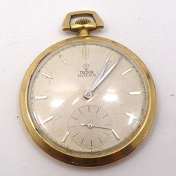 Beautiful Vintage 14K Gold Tudor-Rolex Pocket Watch, Back Engraved-CYANAMID 1954 Chester Blew 25 Years Service