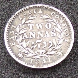 1841 East India Trading Co. 2-Annas (Closely Uncirculated) KM-459.1