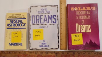 Three New Vintage, Soft Cover Books, 1963-Dreams, 1976-Sexual Astrology & 1990-Dreams A-Z