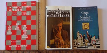 Three New/Like-New Vintage, Soft Cover Books, Improving Your Chess Game 1955, 1966 & 1972