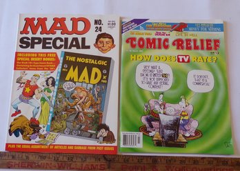 Two Like-New Vintage Magazines, MAD Special #24 1977 With Comic Book Insert & Comic Relief 3/1997