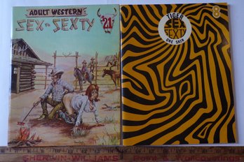 2 ADULT Like-New Vintage Comic-Magazines 'Sex To Sexty' 1967-Tiger One Skin #8 & 1970 Adult Western #21