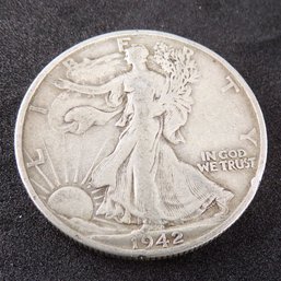 1942-S Walking Liberty Silver Half Dollar Lightly Circulated