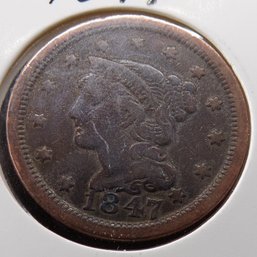 1847 Large Cent XF/AU