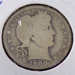 1900 Barber Silver Quarter Dollar
