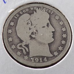 1914-D Barber Silver Quarter Dollar