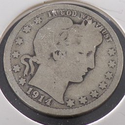 1914 Barber Silver Quarter Dollar