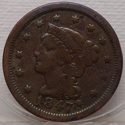 ERROR (Overdate) 1847 Large Cent