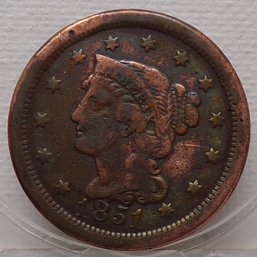 ERROR (Overdate) 1851 Large Cent