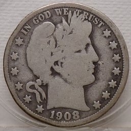 1908-O Barber Silver Half Dollar (Some Liberty)