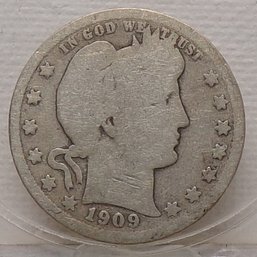 1909 Barber Silver Quarter Dollar