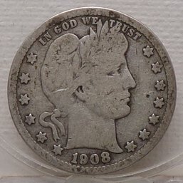 1908-D Barber Silver Quarter Dollar (Some Liberty)