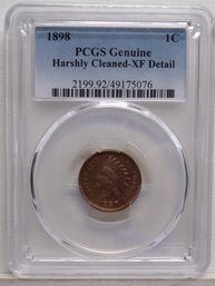 1898 Indian Cent-PCGS Genuine Harshly Cleaned AU Detail
