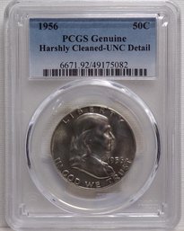 1956 Silver Franklin Half Dollar-PCGS Genuine Harshly Cleaned Uncirculated Detail