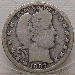 1907-O Barber Silver Quarter Dollar (Some Liberty)