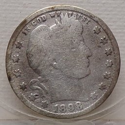 1898 Barber Silver Quarter Dollar