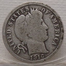 1916 Barber Silver Dime (Some Liberty)
