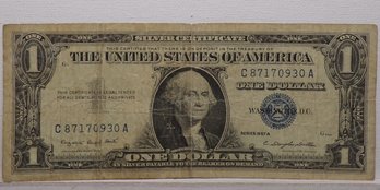 1957A $1 Silver Certificate (One Dollar Blue Seal) Lightly Circulated