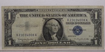 1957B $1 Silver Certificate (One Dollar Blue Seal) Lightly Circulated