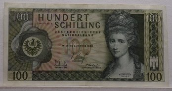 1969 100 Schilling Uncirculated (Folded In Half)