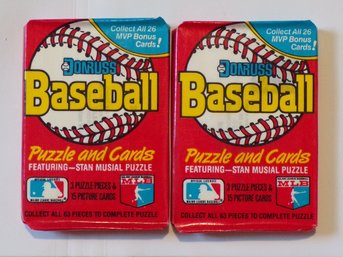 Two 1988 Donruss Baseball Card 'Leaf Factory' NEW Sealed Wax Packs, '15 Cards & 3 Puzzle Pieces'