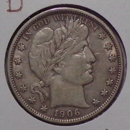 1906-D Barber Silver Half Dollar (Full Bold Liberty) Closely Uncirculated