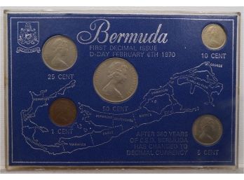 1970 Bermuda Uncirculated Set (First Decimal Issue) GEM BU In Hard Plastic Case