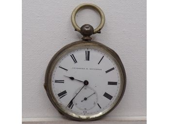 Antique Grinberg & Reichman Fine Silver Pocket Watch Circa 1900's (Works, Small Crack In Glass, See Pictures)