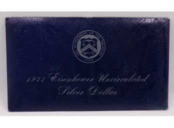 1971 Eisenhower Uncirculated Silver Dollar OGP Blue Envelope
