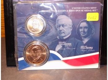 (2 Coins) 2010 Presidential $1 (Fillmore), 2010 First Spouse Medal Set Brillant Uncirculated OGP